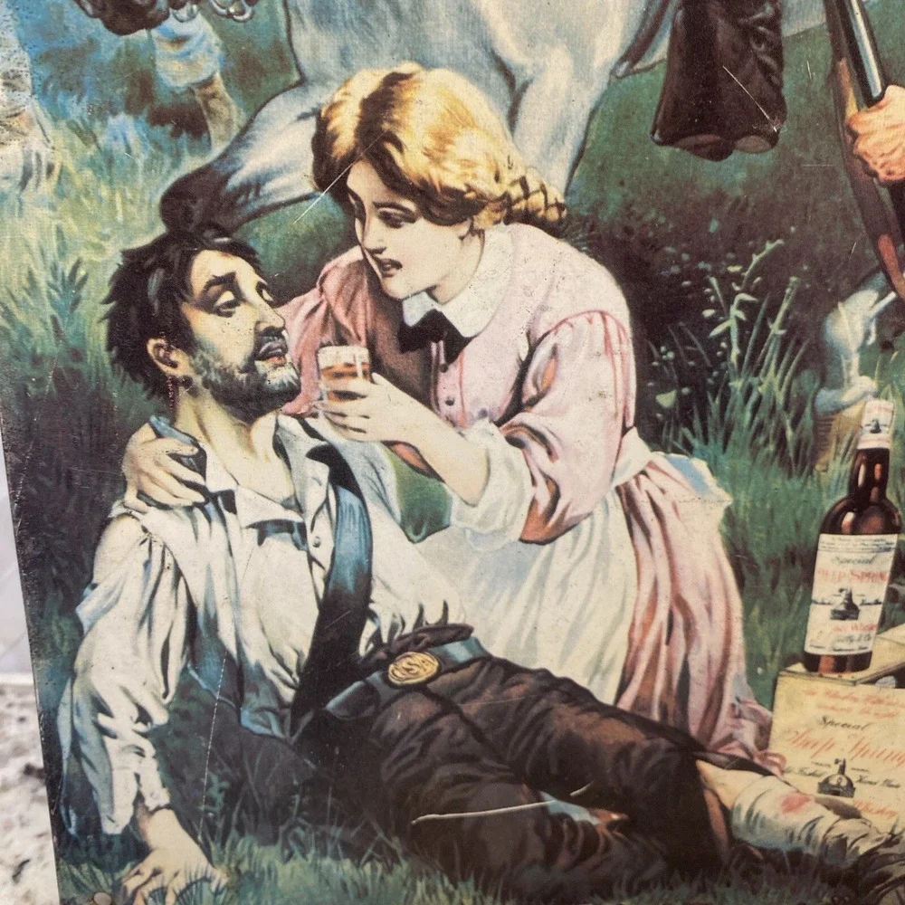 DEEP SPRING WHISKEY‎ Robert E Lee Civil War TIN Metal Sign Flag Whiskey USA